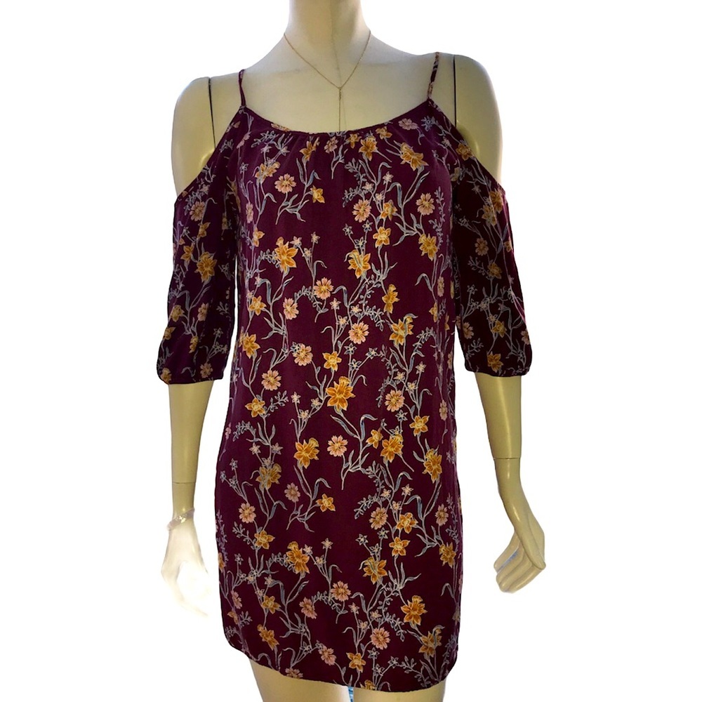 Cold Shoulder Floral Dress by Pink Rose Size L